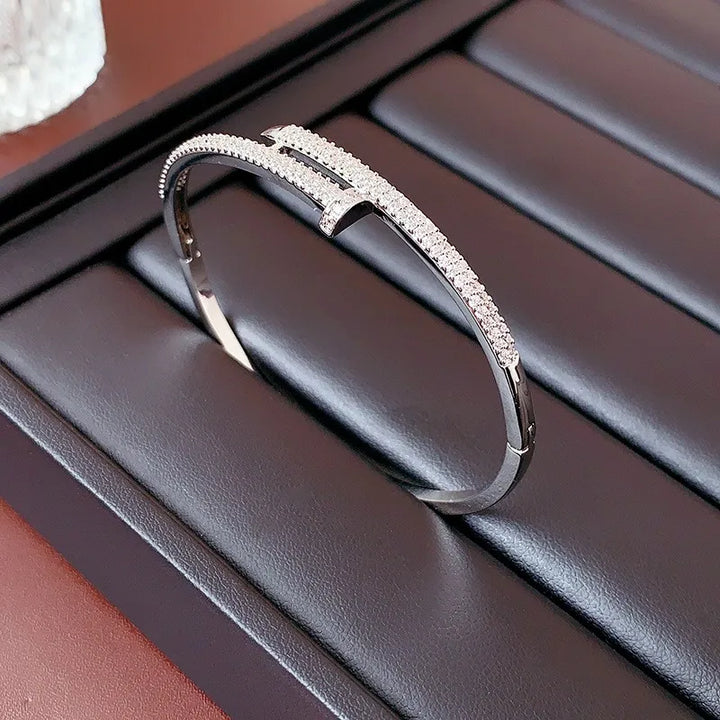 Zircon Nail Design Bracelet | Elegant and Sparkling-Silver-Nora Luxe