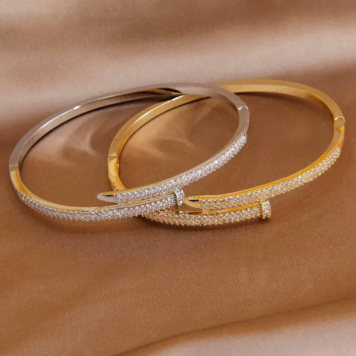 Zircon Nail Design Bracelet | Elegant and Sparkling-Silver-Nora Luxe