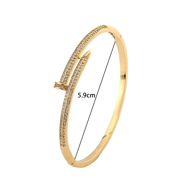 Zircon Nail Design Bracelet | Elegant and Sparkling-Silver-Nora Luxe