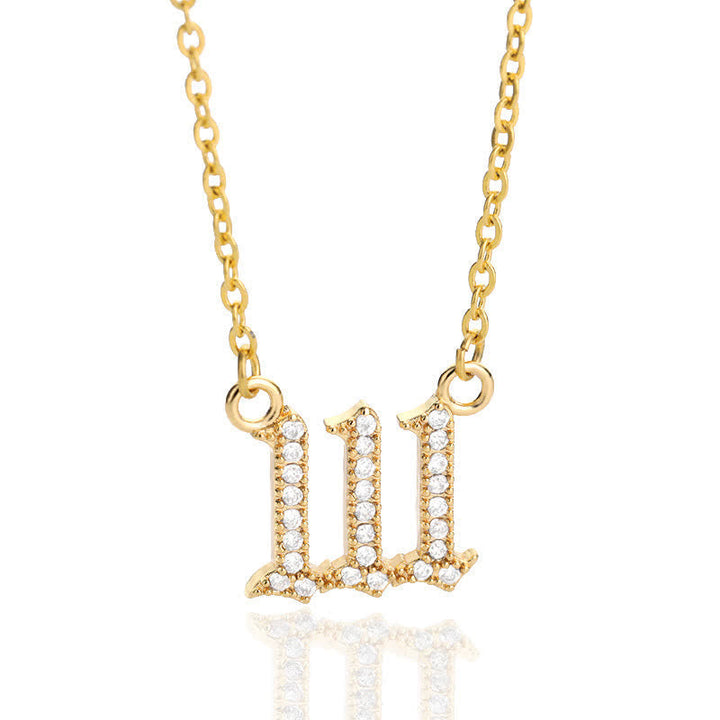 Zirconia Angel Numbers Necklace - Seraphina-Gold-111-Nora Luxe