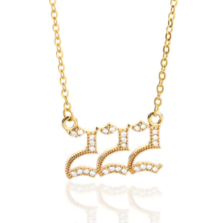 Zirconia Angel Numbers Necklace - Seraphina-Gold-222-Nora Luxe