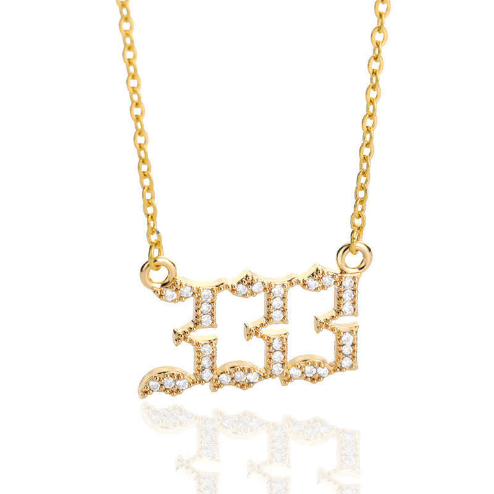 Zirconia Angel Numbers Necklace - Seraphina-Gold-333-Nora Luxe