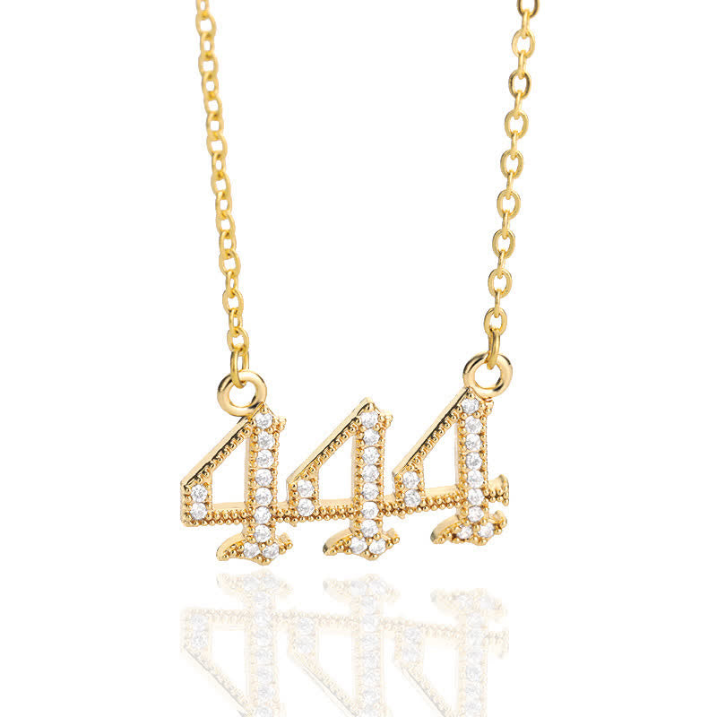 Zirconia Angel Numbers Necklace - Seraphina-Gold-444-Nora Luxe