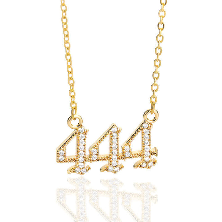 Zirconia Angel Numbers Necklace - Seraphina-Gold-444-Nora Luxe
