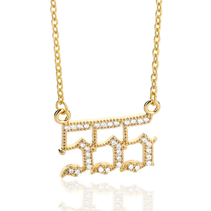 Zirconia Angel Numbers Necklace - Seraphina-Gold-555-Nora Luxe