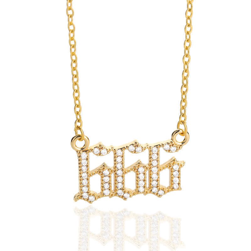 Zirconia Angel Numbers Necklace - Seraphina-Gold-666-Nora Luxe