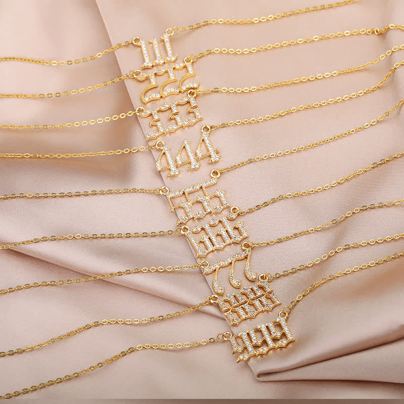 Zirconia Angel Numbers Necklace - Seraphina-Gold-777-Nora Luxe