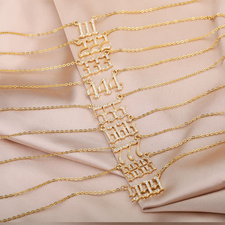 Zirconia Angel Numbers Necklace - Seraphina-Gold-777-Nora Luxe