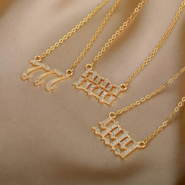 Zirconia Angel Numbers Necklace - Seraphina-Gold-777-Nora Luxe