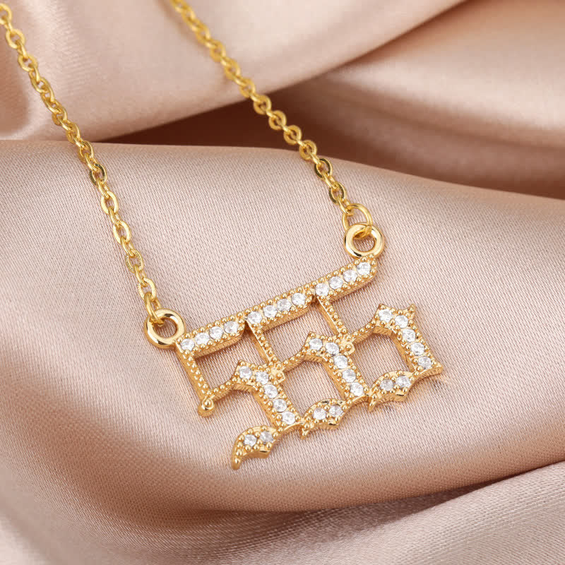Zirconia Angel Numbers Necklace - Seraphina-Gold-777-Nora Luxe