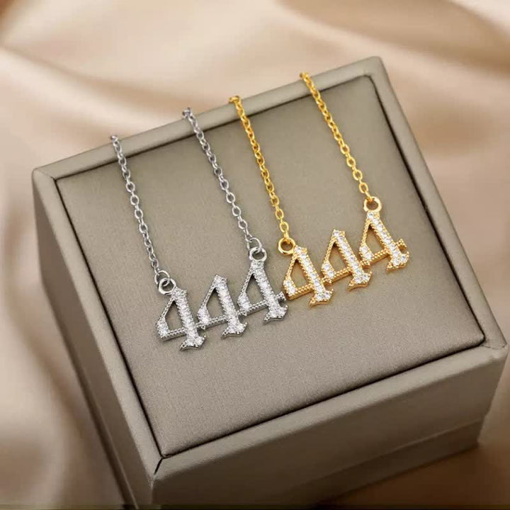 Zirconia Angel Numbers Necklace - Seraphina-Gold-777-Nora Luxe