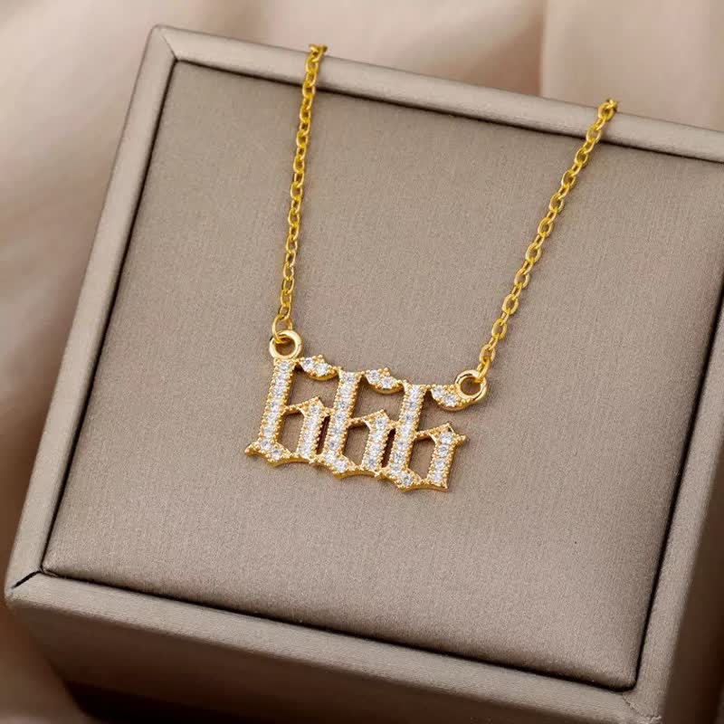 Zirconia Angel Numbers Necklace - Seraphina-Gold-777-Nora Luxe