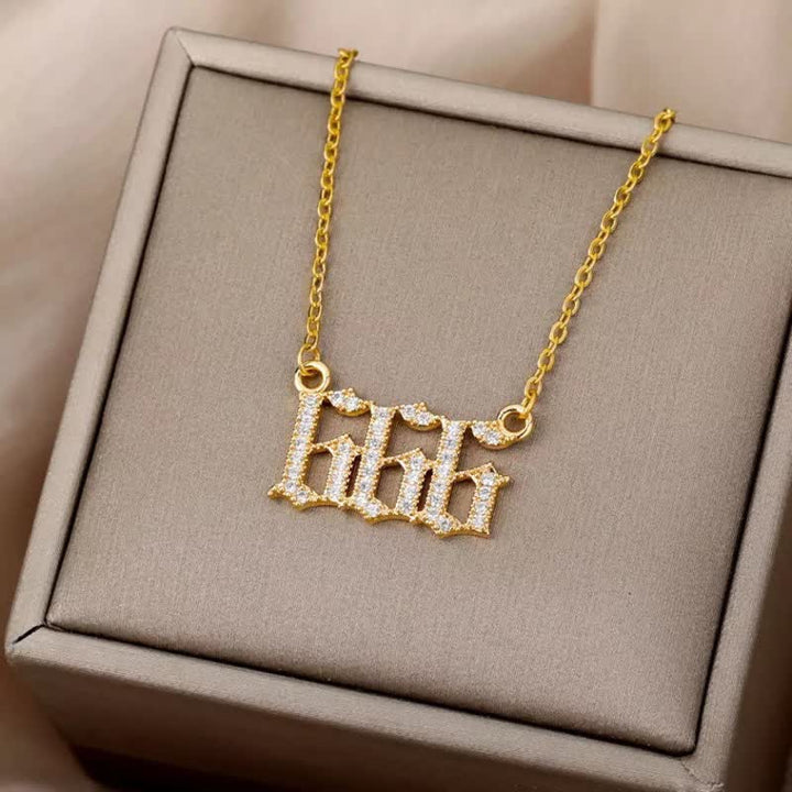 Zirconia Angel Numbers Necklace - Seraphina-Gold-777-Nora Luxe