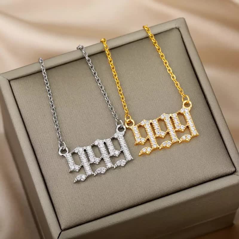 Zirconia Angel Numbers Necklace - Seraphina-Gold-777-Nora Luxe