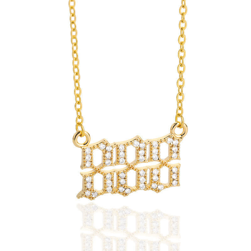 Zirconia Angel Numbers Necklace - Seraphina-Gold-888-Nora Luxe