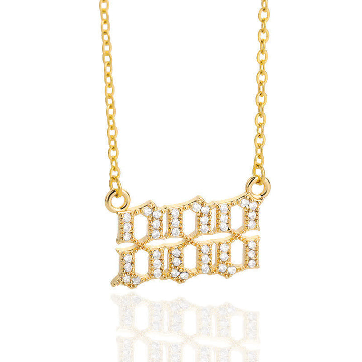 Zirconia Angel Numbers Necklace - Seraphina-Gold-888-Nora Luxe