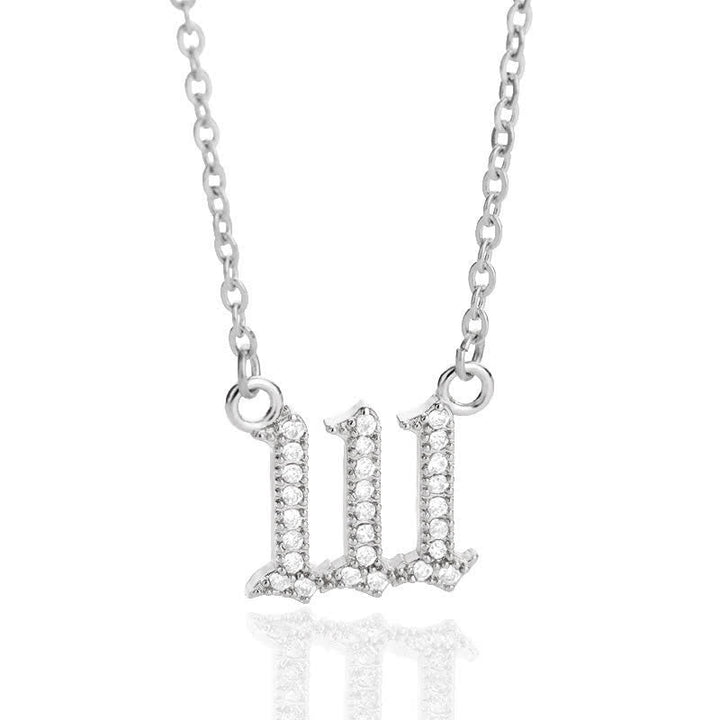 Zirconia Angel Numbers Necklace - Seraphina-Silver-111-Nora Luxe