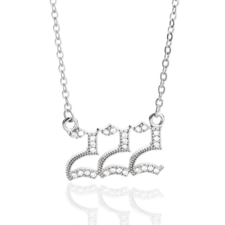 Zirconia Angel Numbers Necklace - Seraphina-Silver-222-Nora Luxe