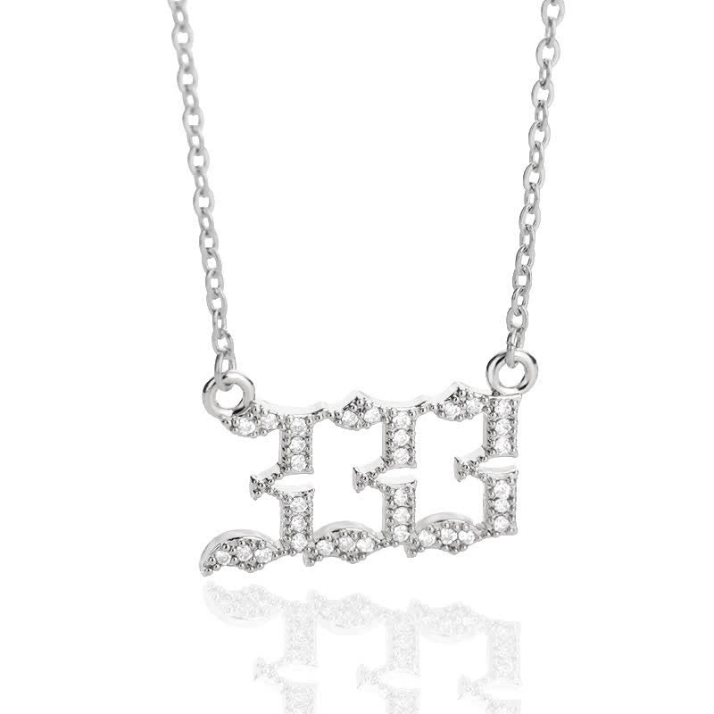 Zirconia Angel Numbers Necklace - Seraphina-Silver-333-Nora Luxe