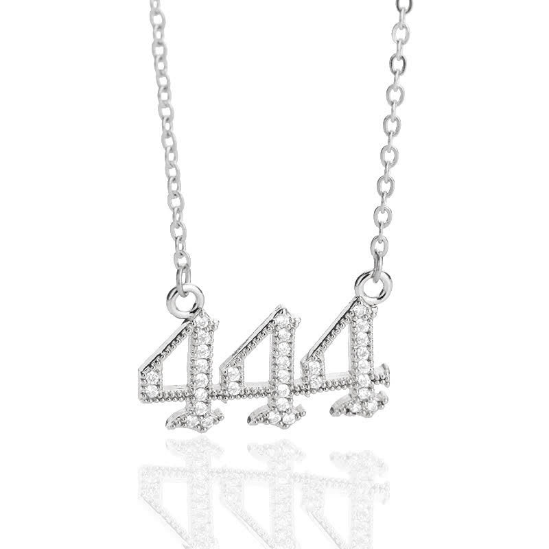 Zirconia Angel Numbers Necklace - Seraphina-Silver-444-Nora Luxe