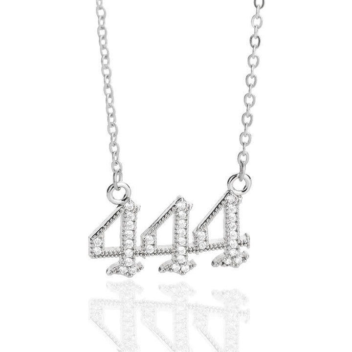 Zirconia Angel Numbers Necklace - Seraphina-Silver-444-Nora Luxe