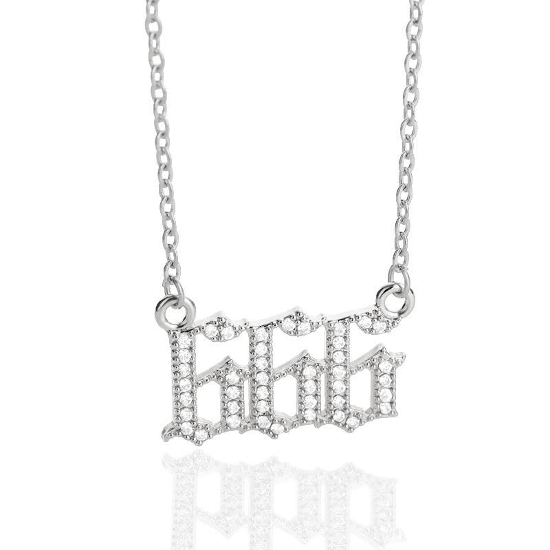 Zirconia Angel Numbers Necklace - Seraphina-Silver-666-Nora Luxe