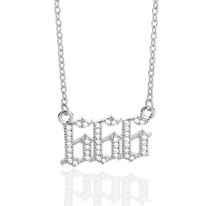 Zirconia Angel Numbers Necklace - Seraphina-Silver-666-Nora Luxe