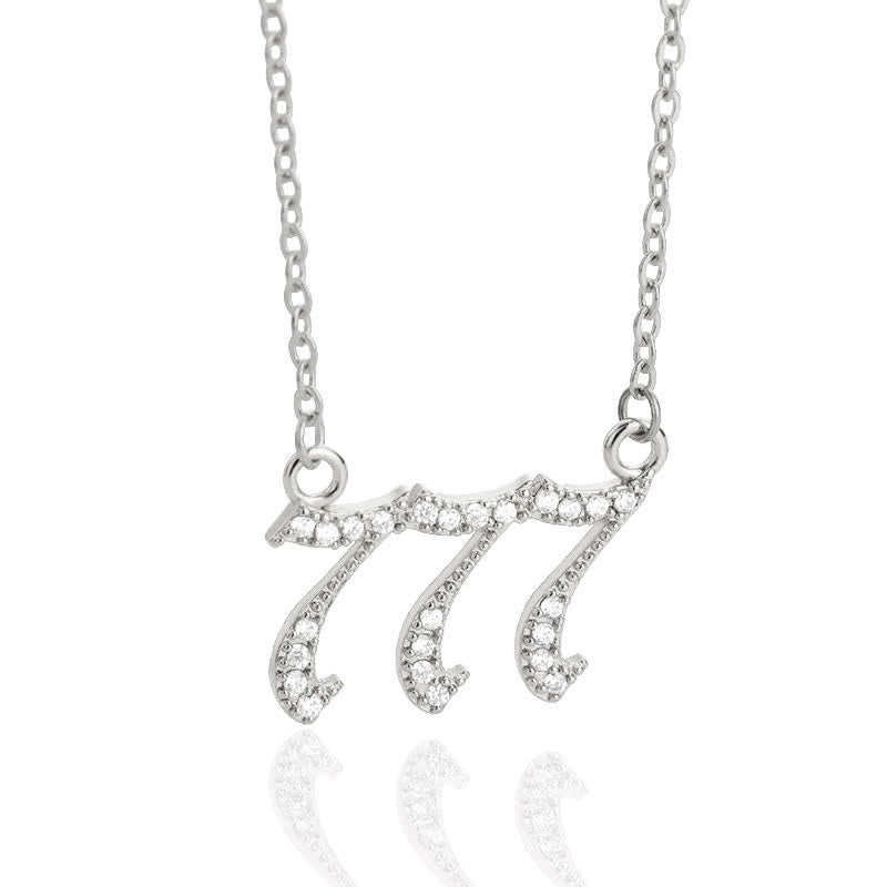 Zirconia Angel Numbers Necklace - Seraphina-Silver-777-Nora Luxe