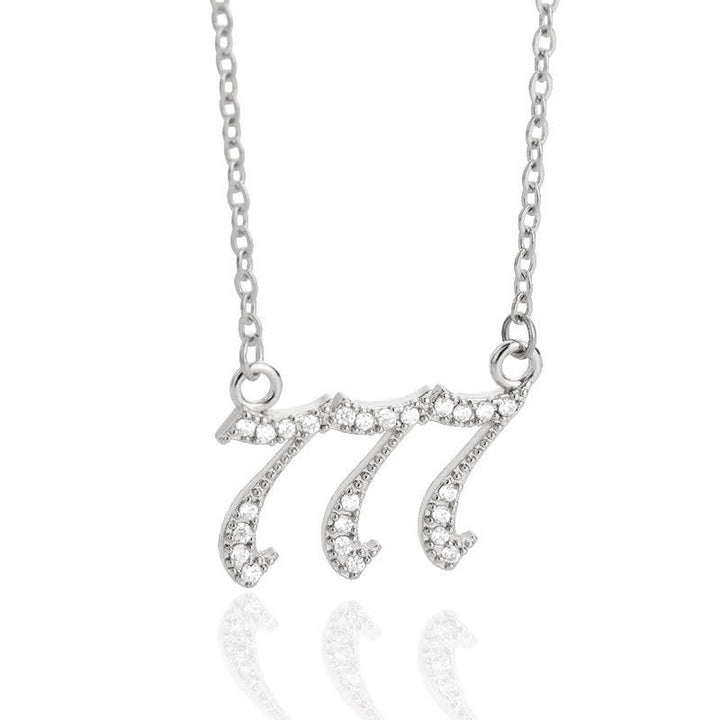 Zirconia Angel Numbers Necklace - Seraphina-Silver-777-Nora Luxe