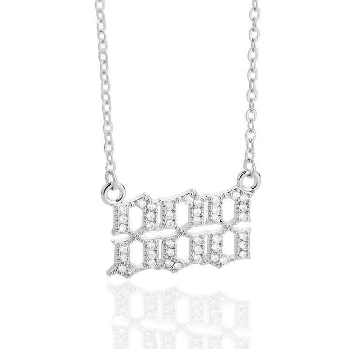 Zirconia Angel Numbers Necklace - Seraphina-Silver-888-Nora Luxe