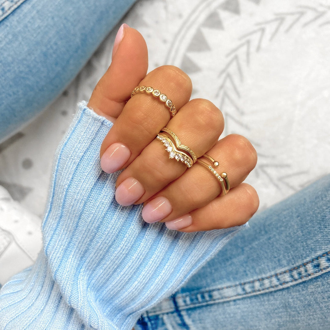 Zirconia Crown Ring - Allegra-5-Gold-Nora Luxe