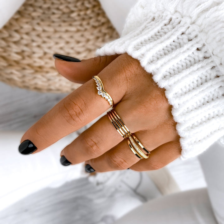 Zirconia Crown Ring - Allegra-5-Gold-Nora Luxe