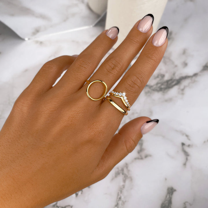 Zirconia Crown Ring - Allegra-5-Gold-Nora Luxe