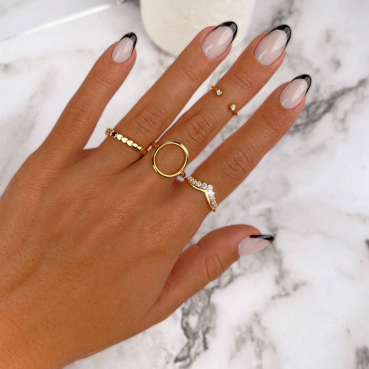 Zirconia Crown Ring - Allegra-5-Gold-Nora Luxe