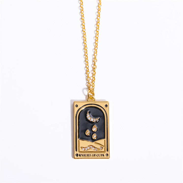 Zirconia Gold-Plated Tarot Drop Pendant Necklace - Amara-Knight of Cups-Nora Luxe