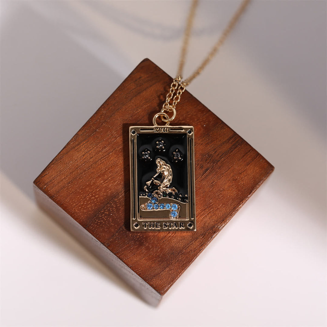 Zirconia Gold-Plated Tarot Drop Pendant Necklace - Amara-The Empress-Nora Luxe