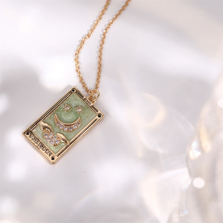 Zirconia Gold-Plated Tarot Drop Pendant Necklace - Amara-The Empress-Nora Luxe