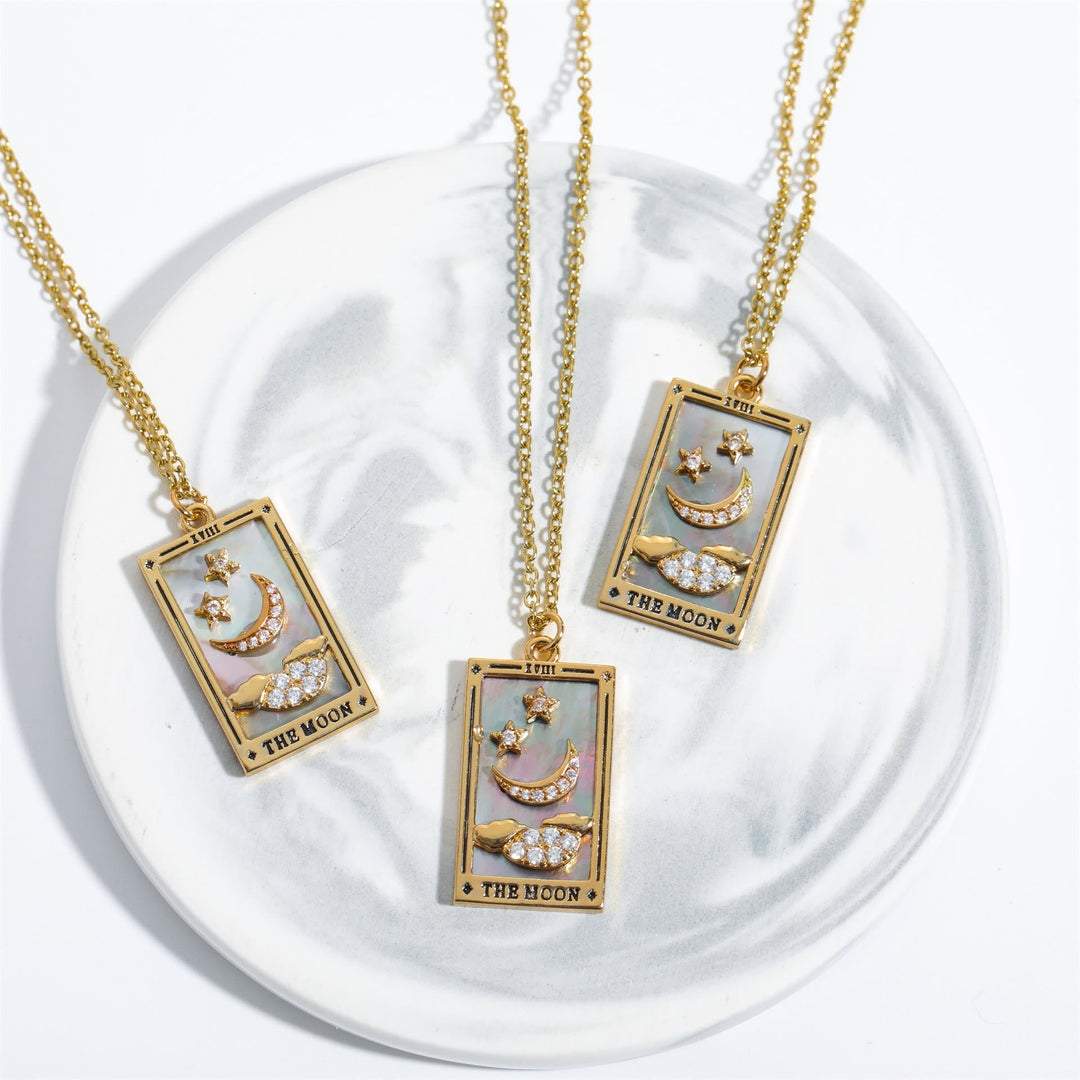 Zirconia Gold-Plated Tarot Drop Pendant Necklace - Amara-The Empress-Nora Luxe