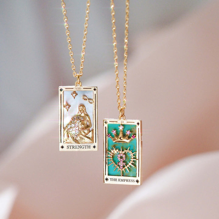 Zirconia Gold-Plated Tarot Drop Pendant Necklace - Amara-The Empress-Nora Luxe