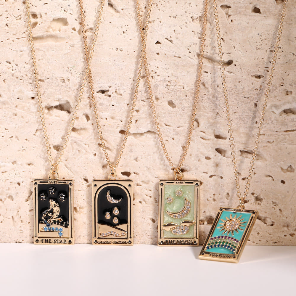 Zirconia Gold-Plated Tarot Drop Pendant Necklace - Amara-The Empress-Nora Luxe