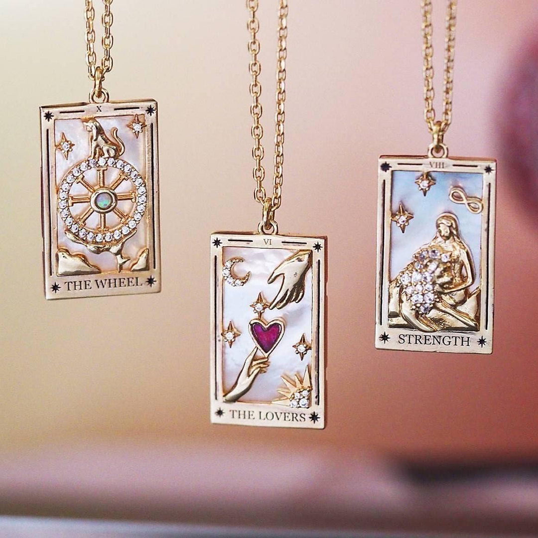 Zirconia Gold-Plated Tarot Drop Pendant Necklace - Amara-The Empress-Nora Luxe