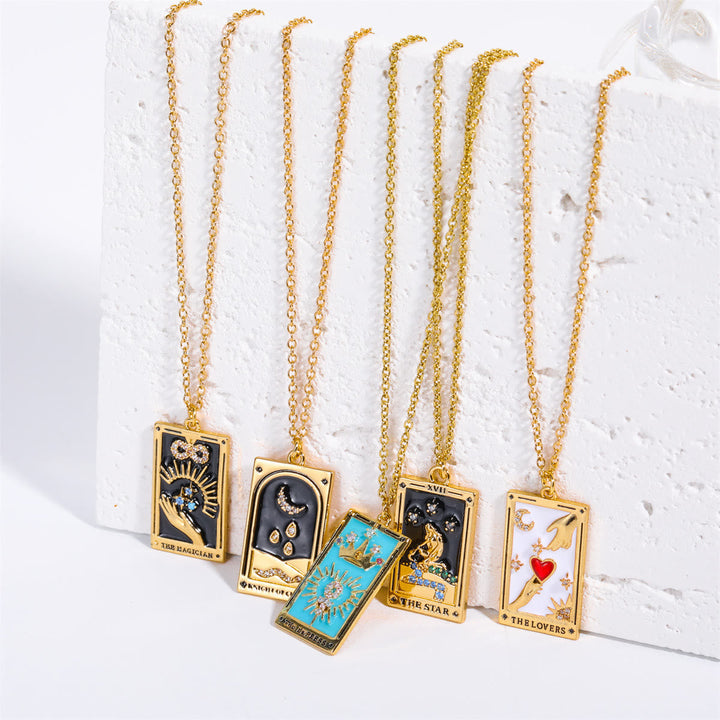 Zirconia Gold-Plated Tarot Drop Pendant Necklace - Amara-The Empress-Nora Luxe