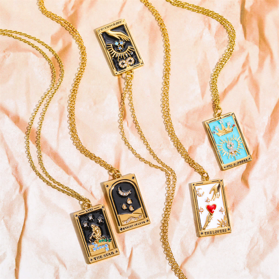 Zirconia Gold-Plated Tarot Drop Pendant Necklace - Amara-The Empress-Nora Luxe