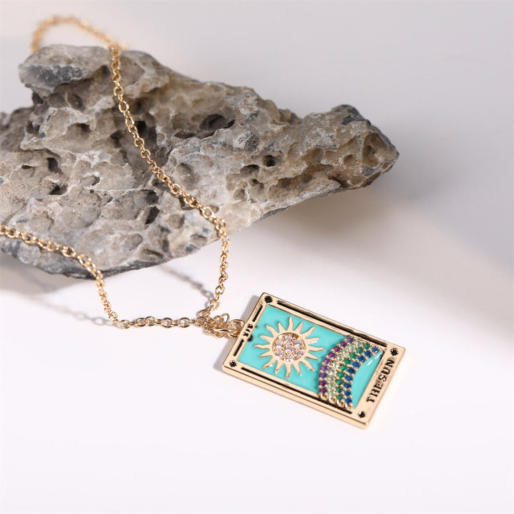 Zirconia Gold-Plated Tarot Drop Pendant Necklace - Amara-The Empress-Nora Luxe