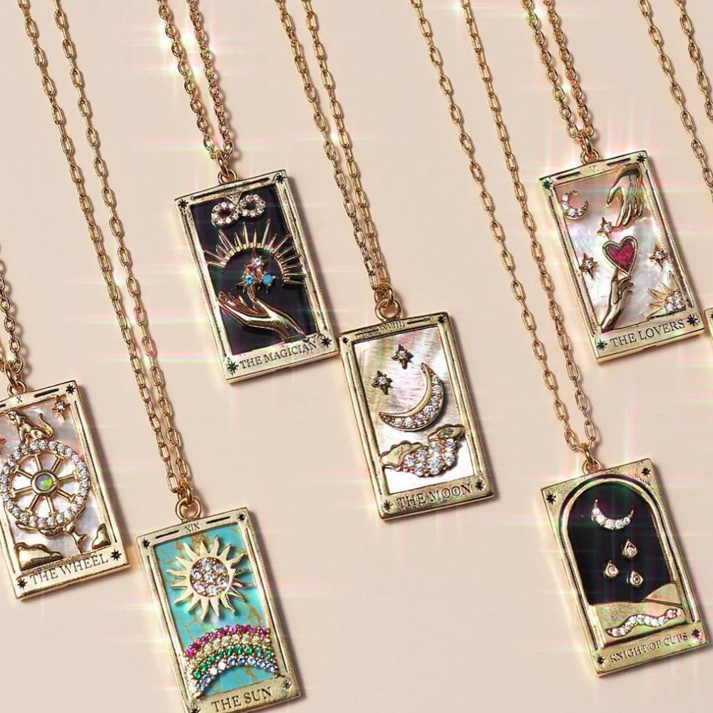 Zirconia Gold-Plated Tarot Drop Pendant Necklace - Amara-The Empress-Nora Luxe