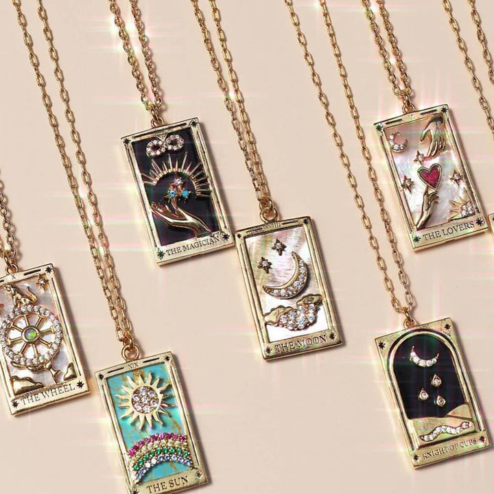 Zirconia Gold-Plated Tarot Drop Pendant Necklace - Amara-The Empress-Nora Luxe
