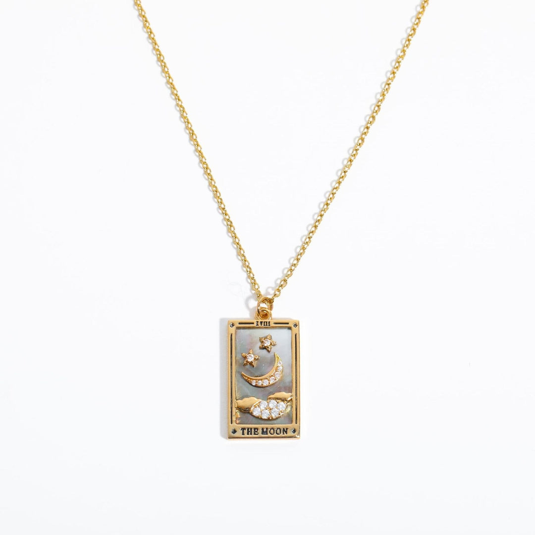 Zirconia Gold-Plated Tarot Drop Pendant Necklace - Amara-The Moon (2)-Nora Luxe