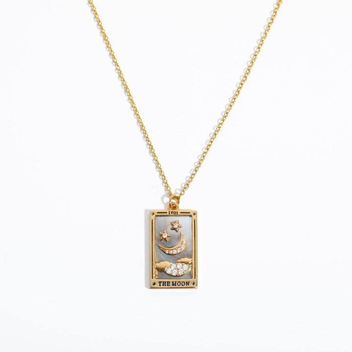 Zirconia Gold-Plated Tarot Drop Pendant Necklace - Amara-The Moon (2)-Nora Luxe