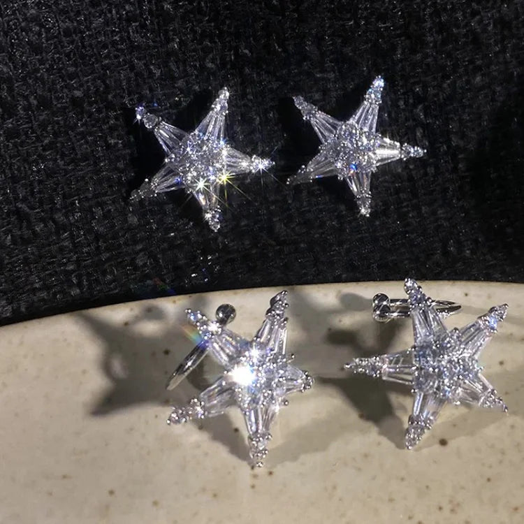 Zirconia Ster Earrings/Ear Cuff - Lyric-Earrings-Nora Luxe