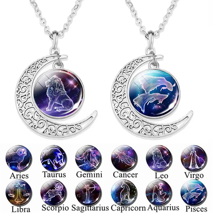 Zodiac Moon Necklace | Celestial Jewellery | Unique Pendant-Aries-Nora Luxe